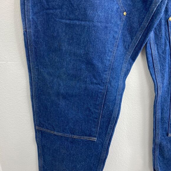 Carhartt Carpenter Dugaree Jeans 44X30 Suspender Buttons Double Knee Cotton - Picture 6 of 15